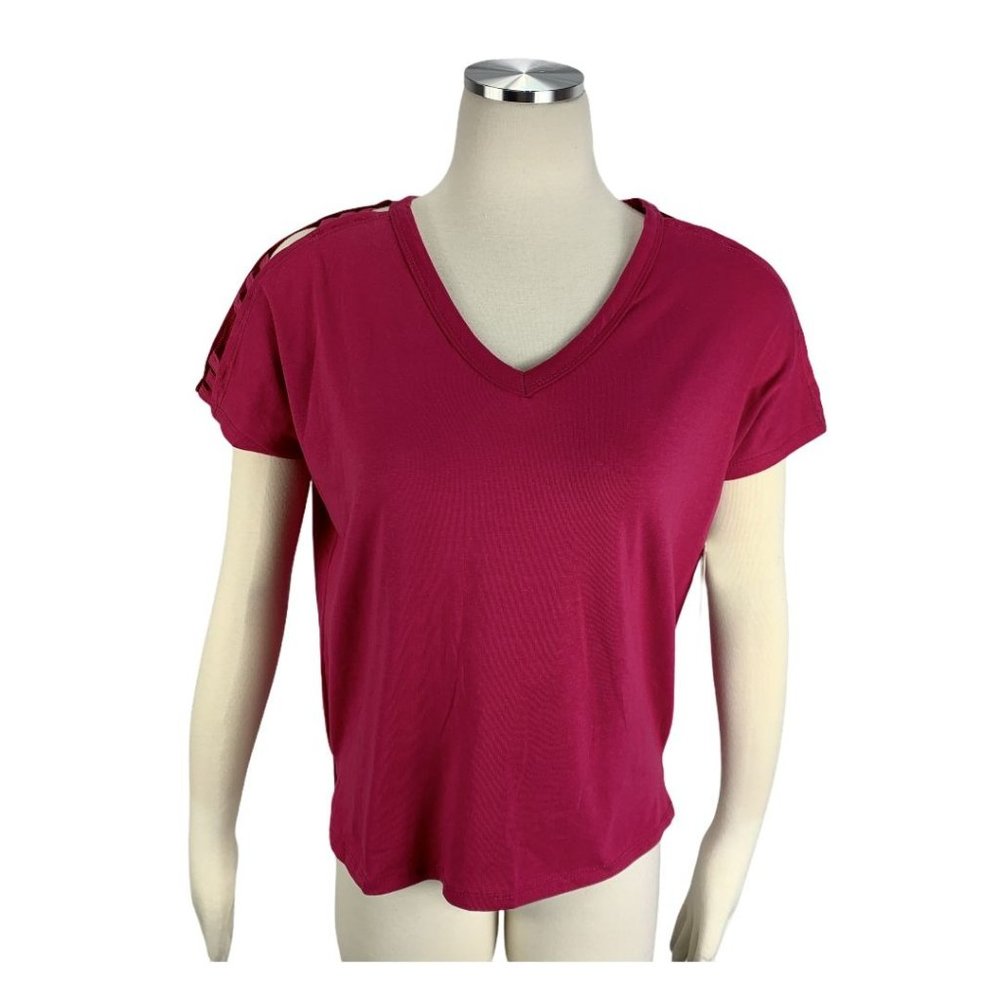 Glitz Medium NWT Shirt Cold Shoulder Sangria Pink 6003